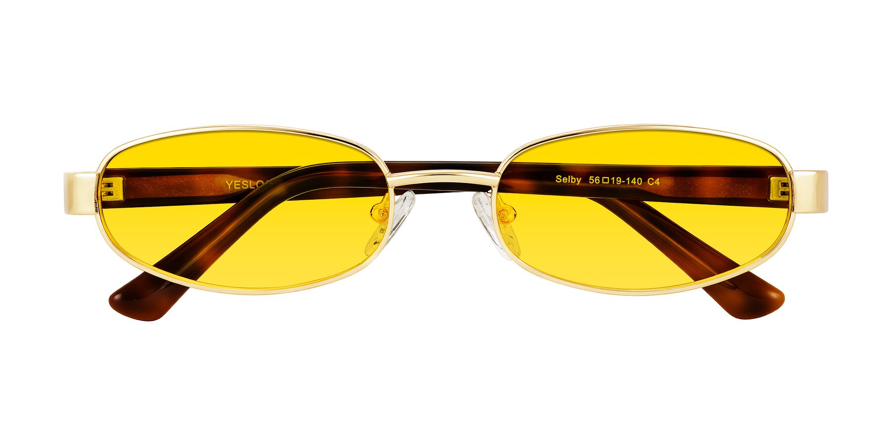 Folded Front of Selby in Gold with Yellow Tinted Lenses