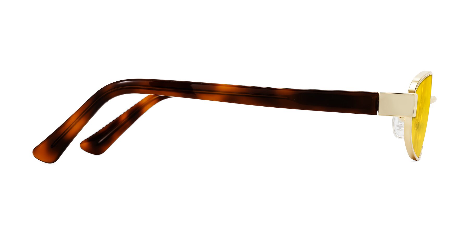 Side of Selby in Gold with Yellow Tinted Lenses