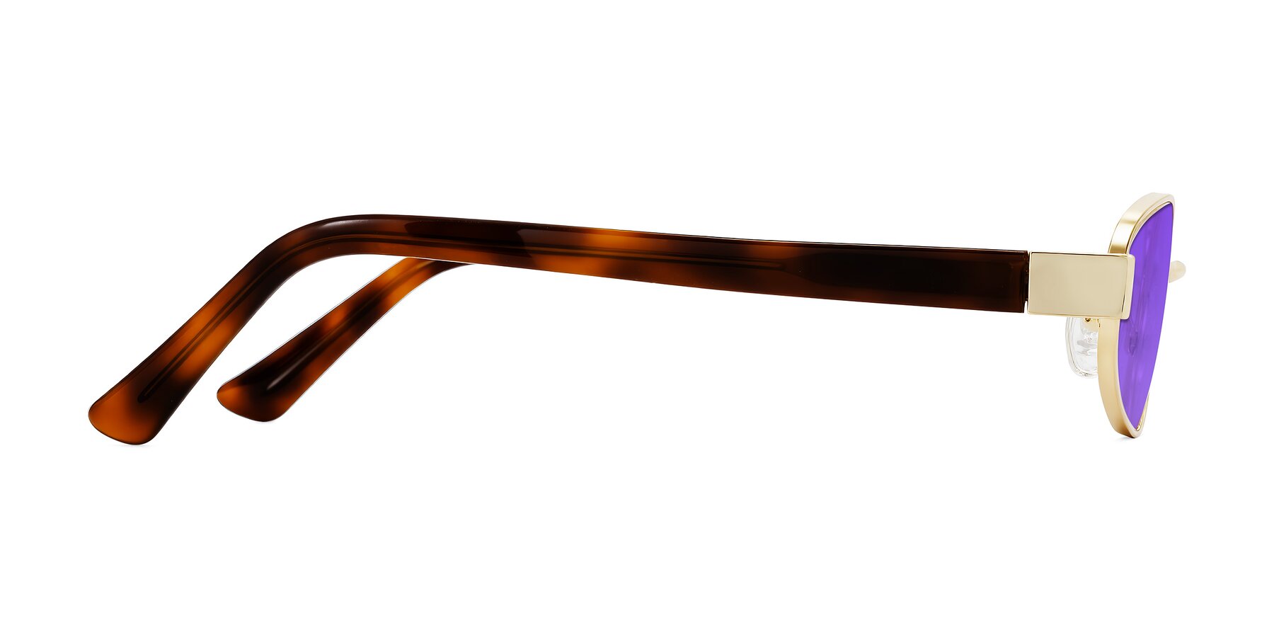 Side of Selby in Gold with Purple Tinted Lenses