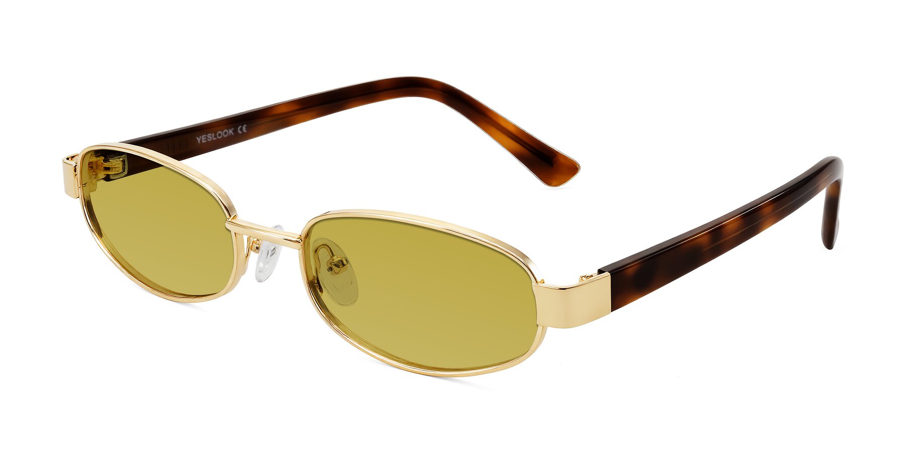 Angle of Selby in Gold with Champagne Tinted Lenses