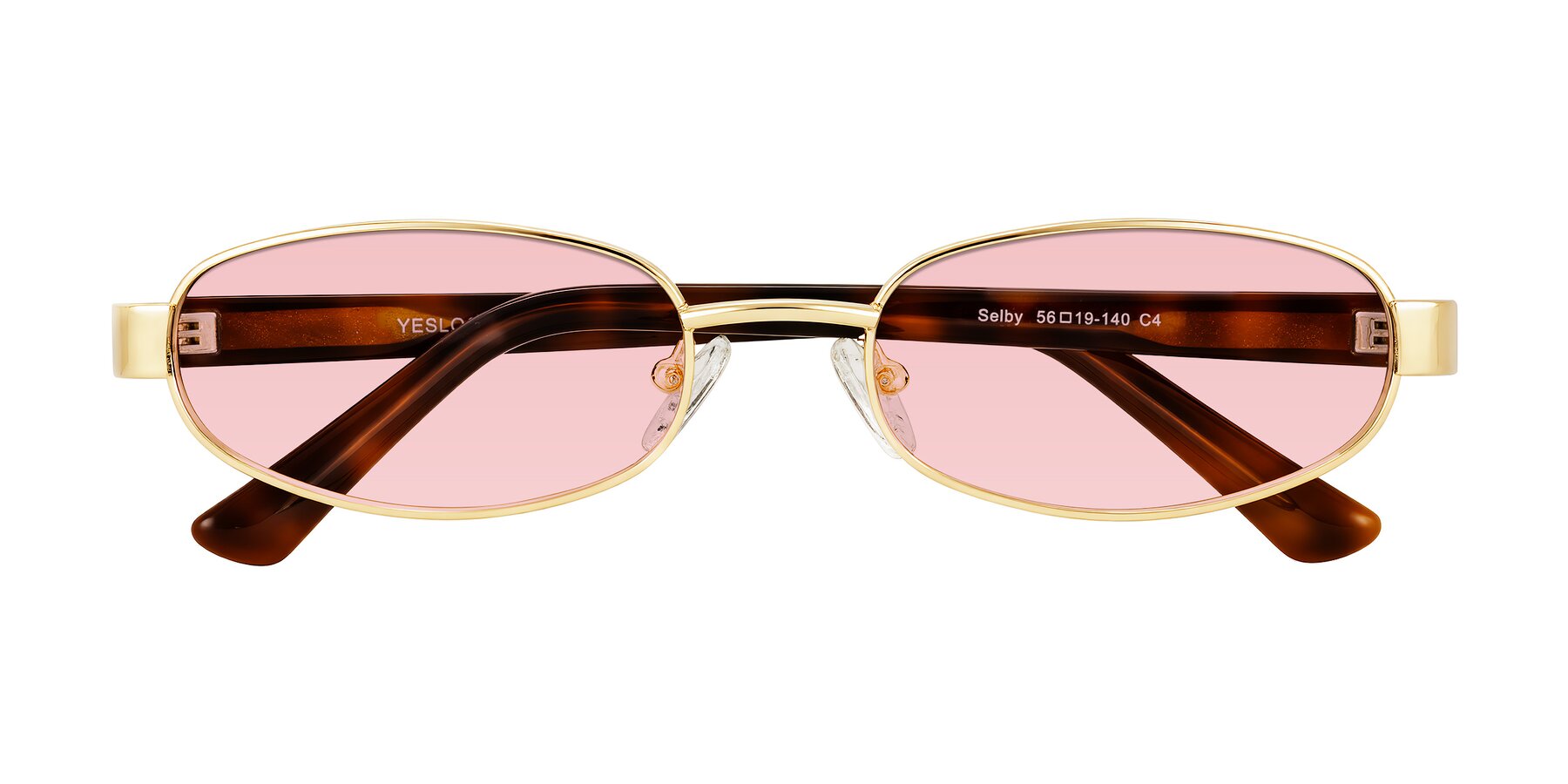 Folded Front of Selby in Gold with Light Garnet Tinted Lenses