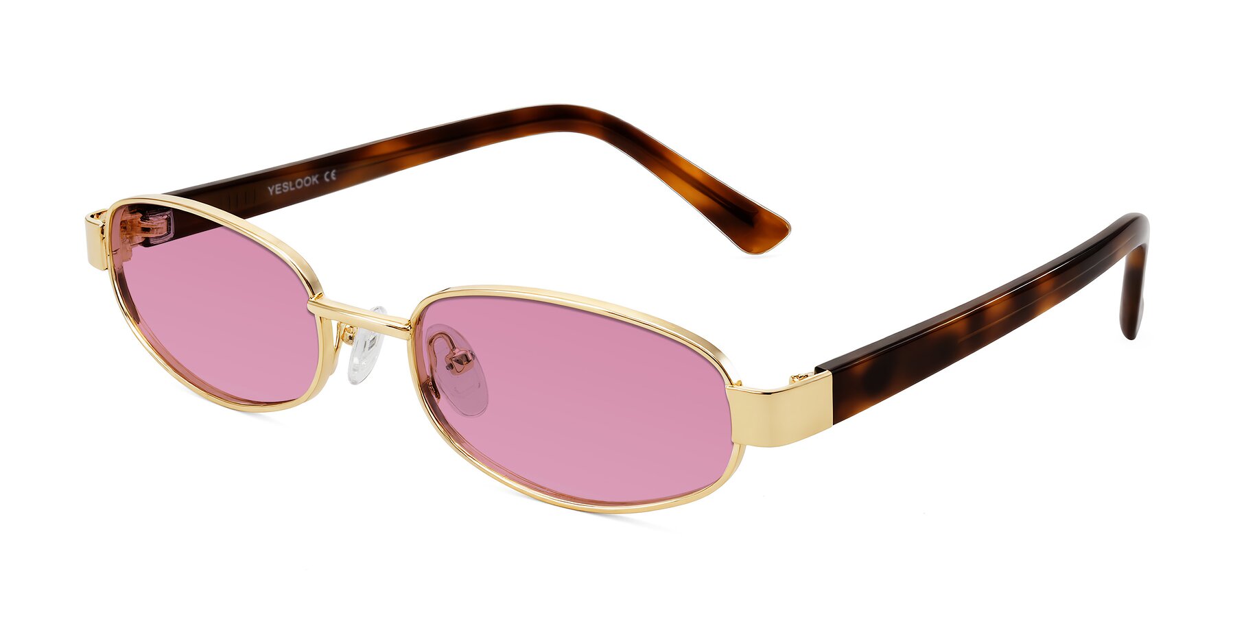 Angle of Selby in Gold with Medium Wine Tinted Lenses