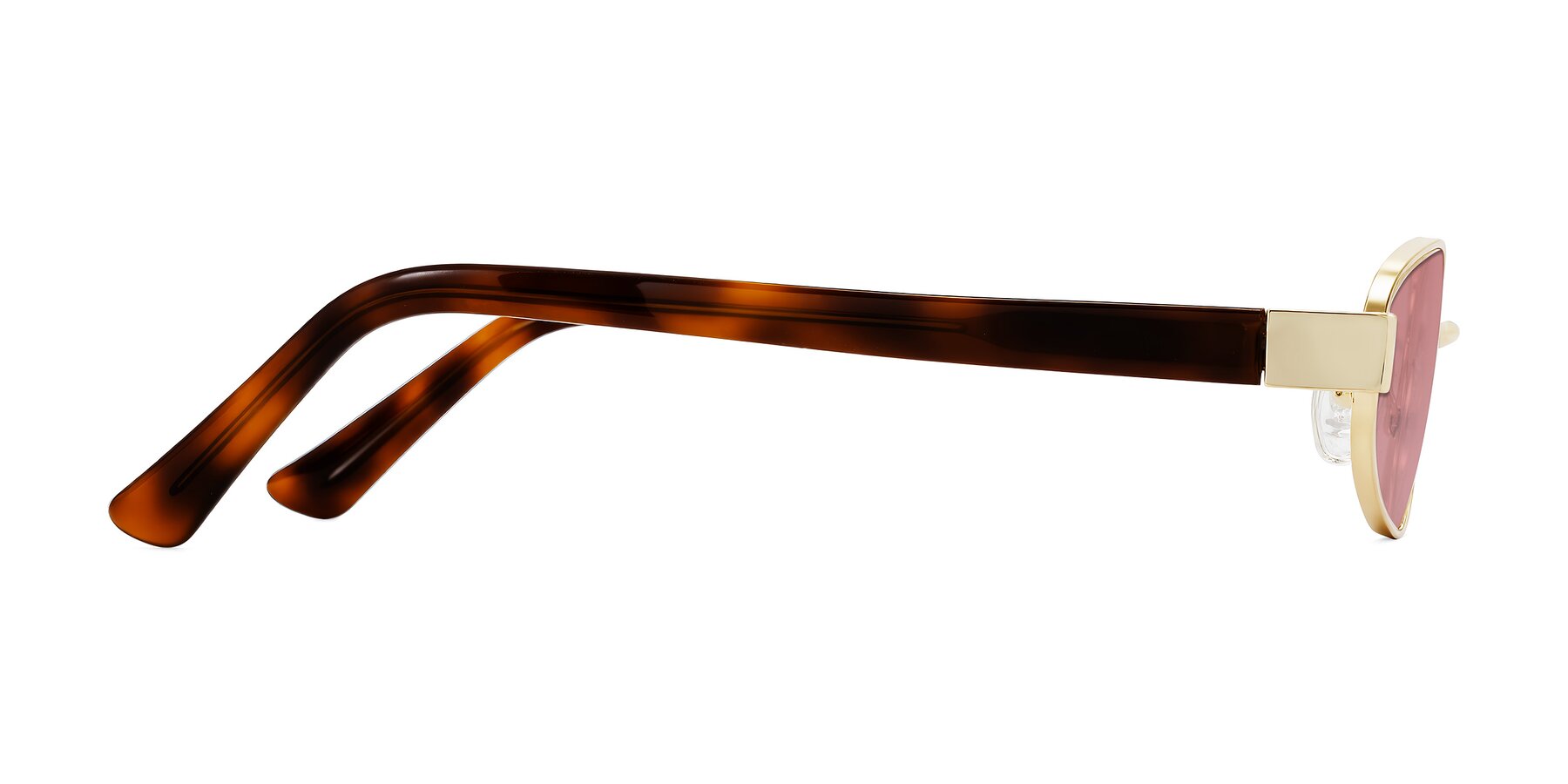 Side of Selby in Gold with Medium Garnet Tinted Lenses