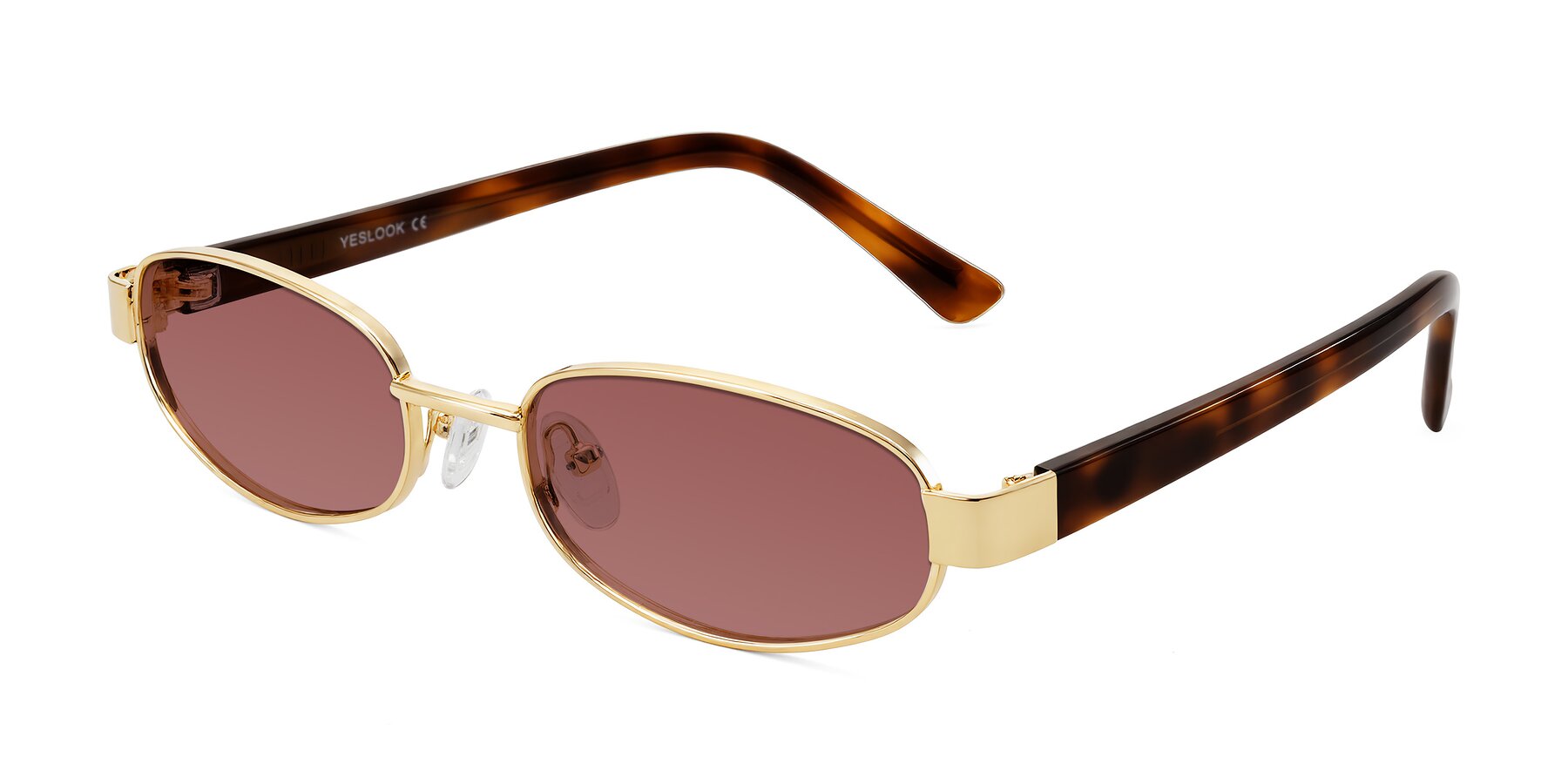 Angle of Selby in Gold with Garnet Tinted Lenses