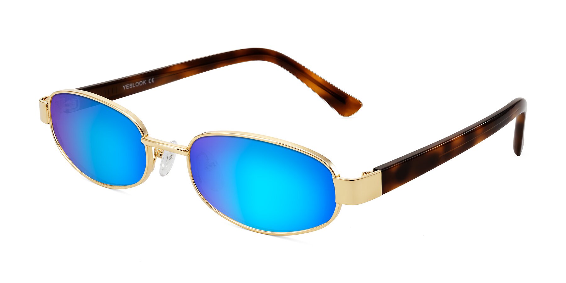 Angle of Selby in Gold with Blue Mirrored Lenses