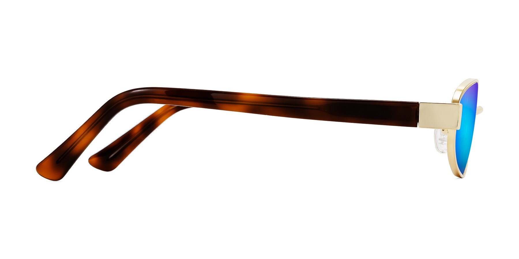Side of Selby in Gold with Blue Mirrored Lenses
