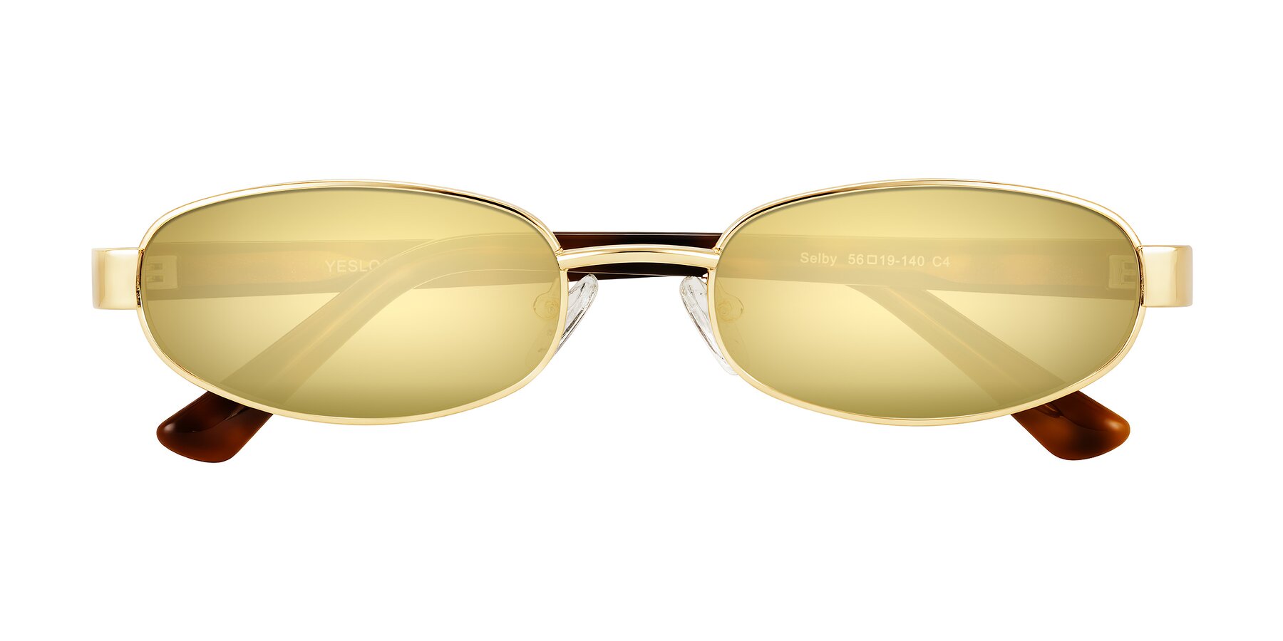 Folded Front of Selby in Gold with Gold Mirrored Lenses