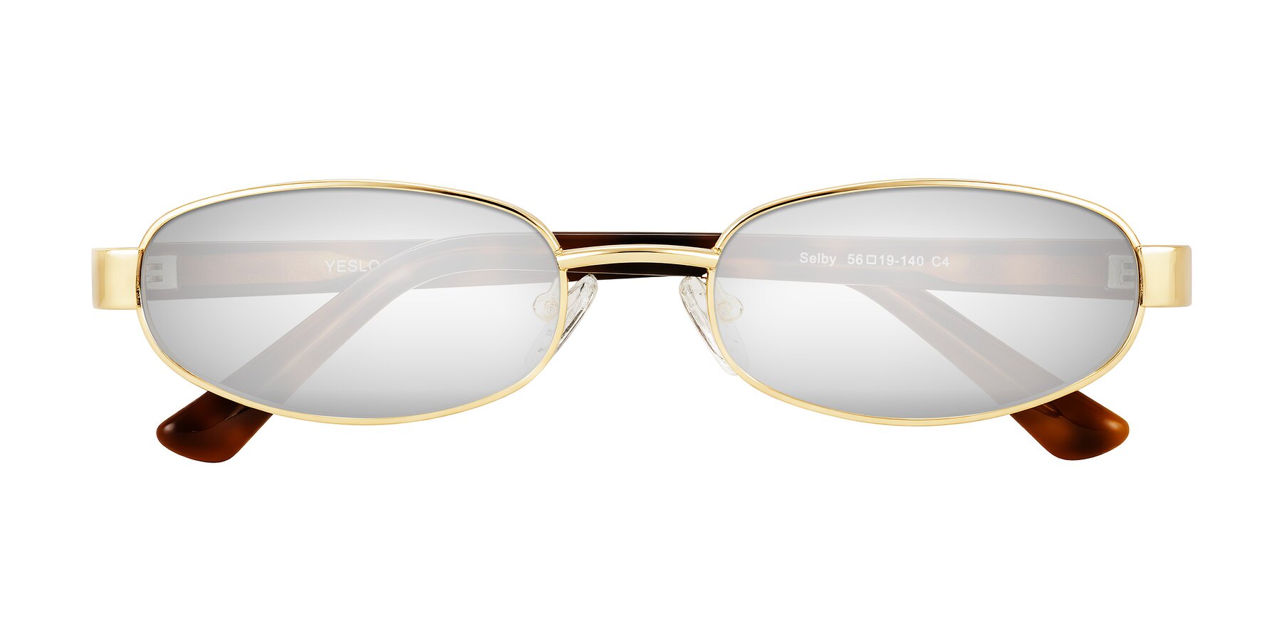 Folded Front of Selby in Gold with Silver Mirrored Lenses