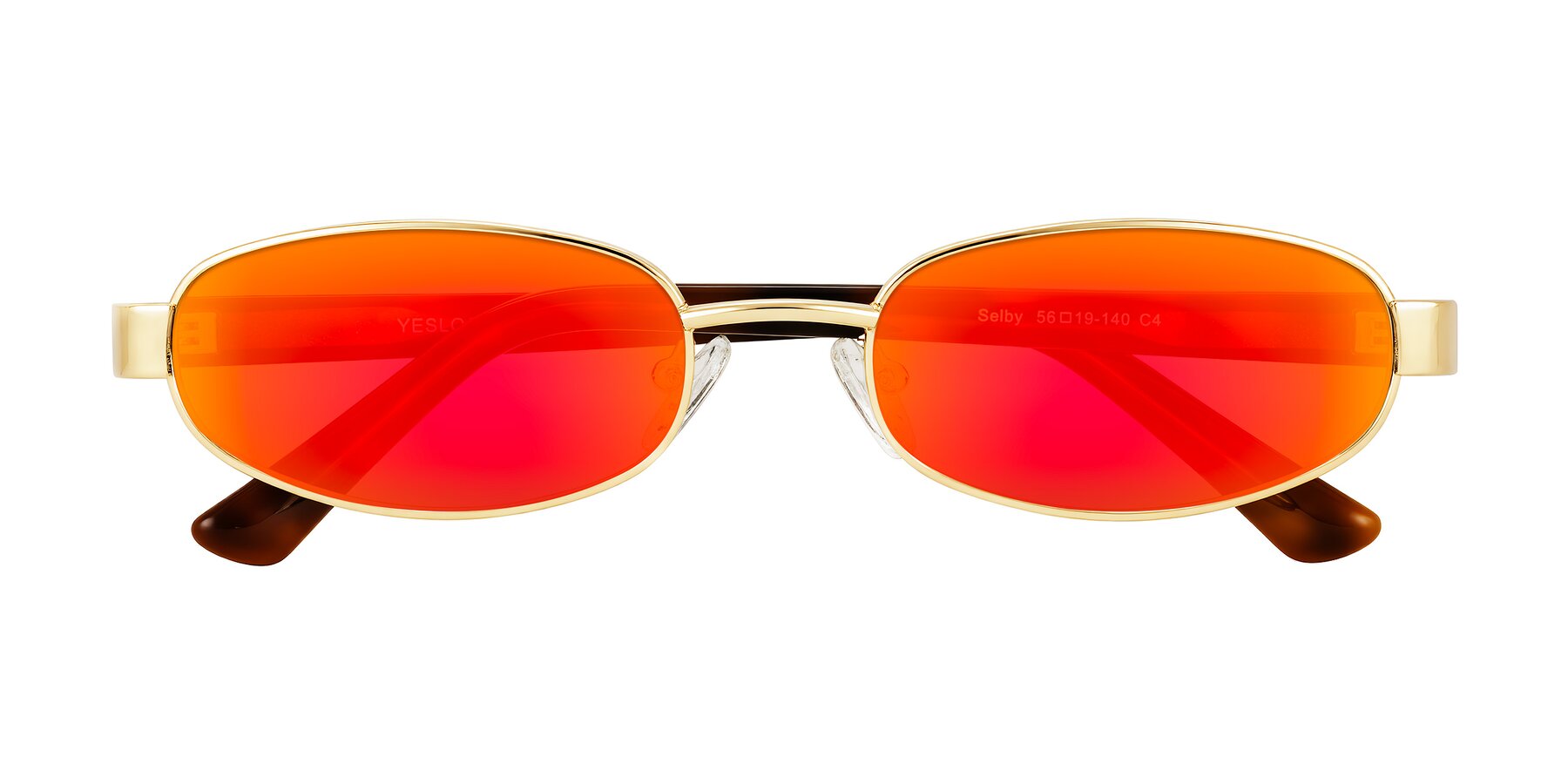 Folded Front of Selby in Gold with Red Gold Mirrored Lenses