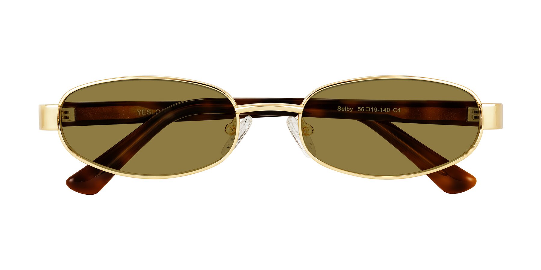 Folded Front of Selby in Gold with Brown Polarized Lenses