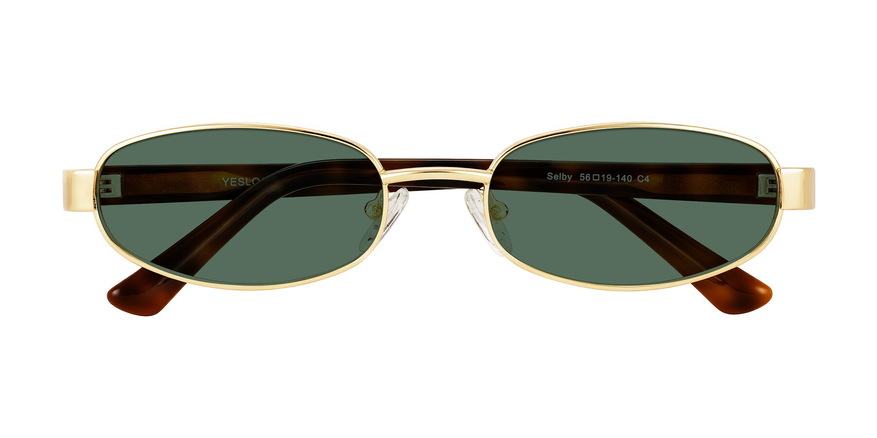 Folded Front of Selby in Gold with Green Polarized Lenses