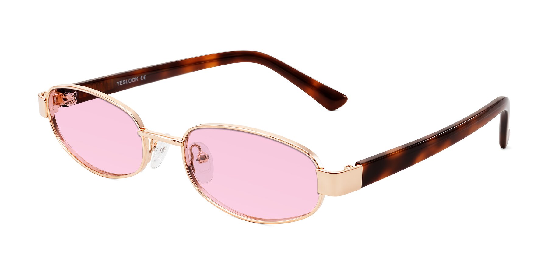 Angle of Selby in Rose Gold with Light Pink Tinted Lenses