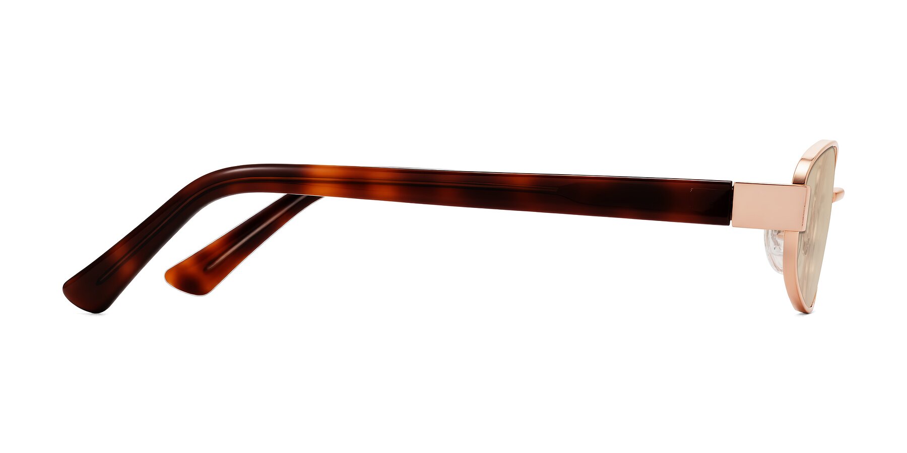 Side of Selby in Rose Gold with Light Brown Tinted Lenses