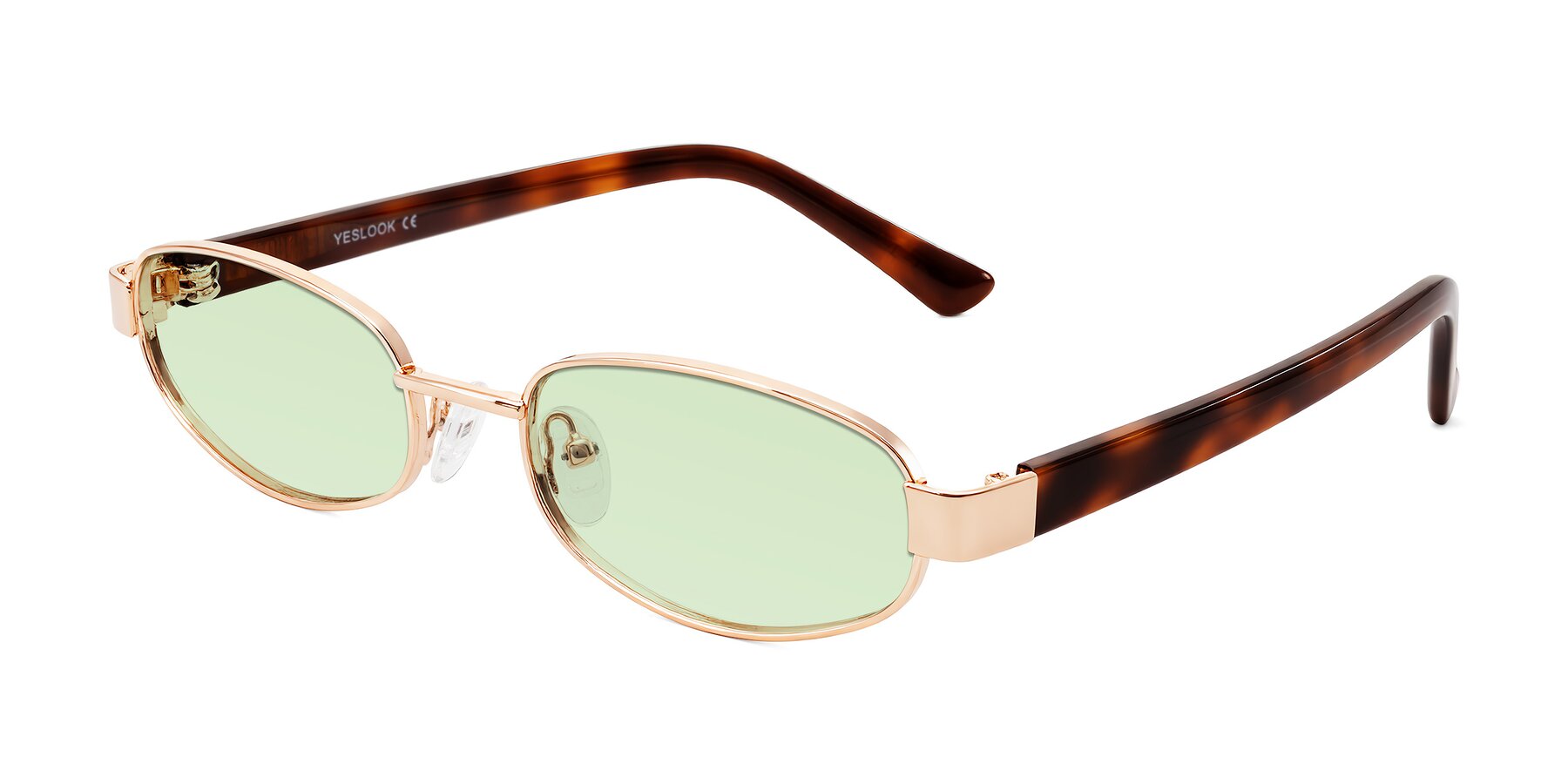 Angle of Selby in Rose Gold with Light Green Tinted Lenses