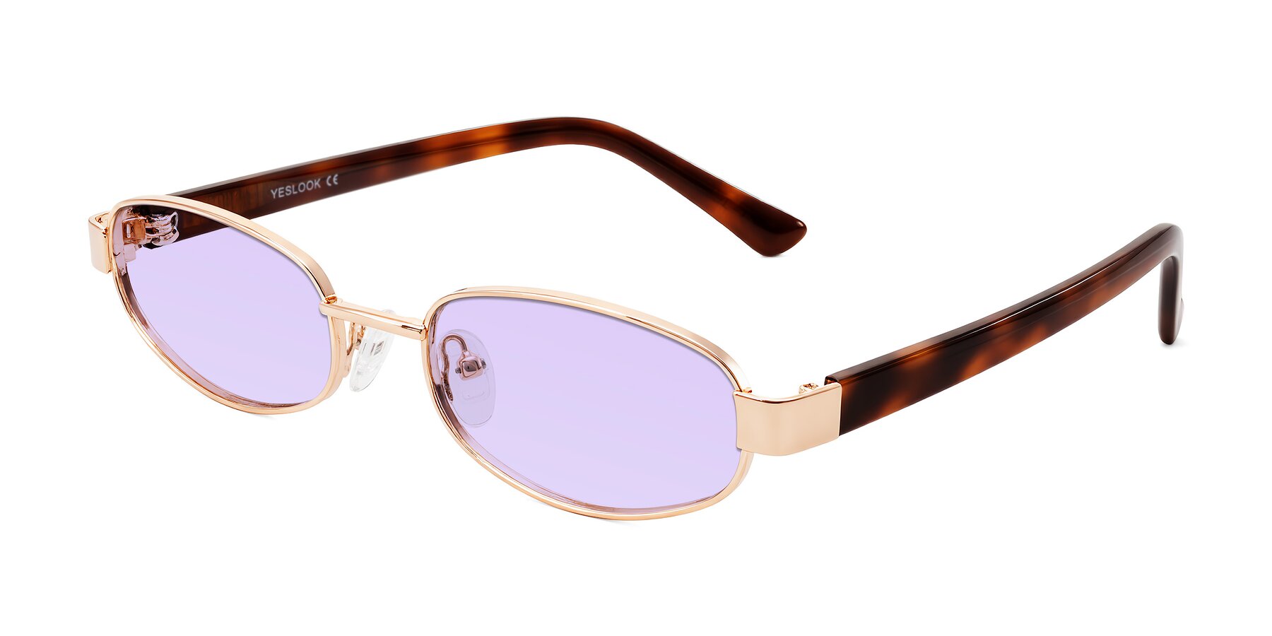 Angle of Selby in Rose Gold with Light Purple Tinted Lenses