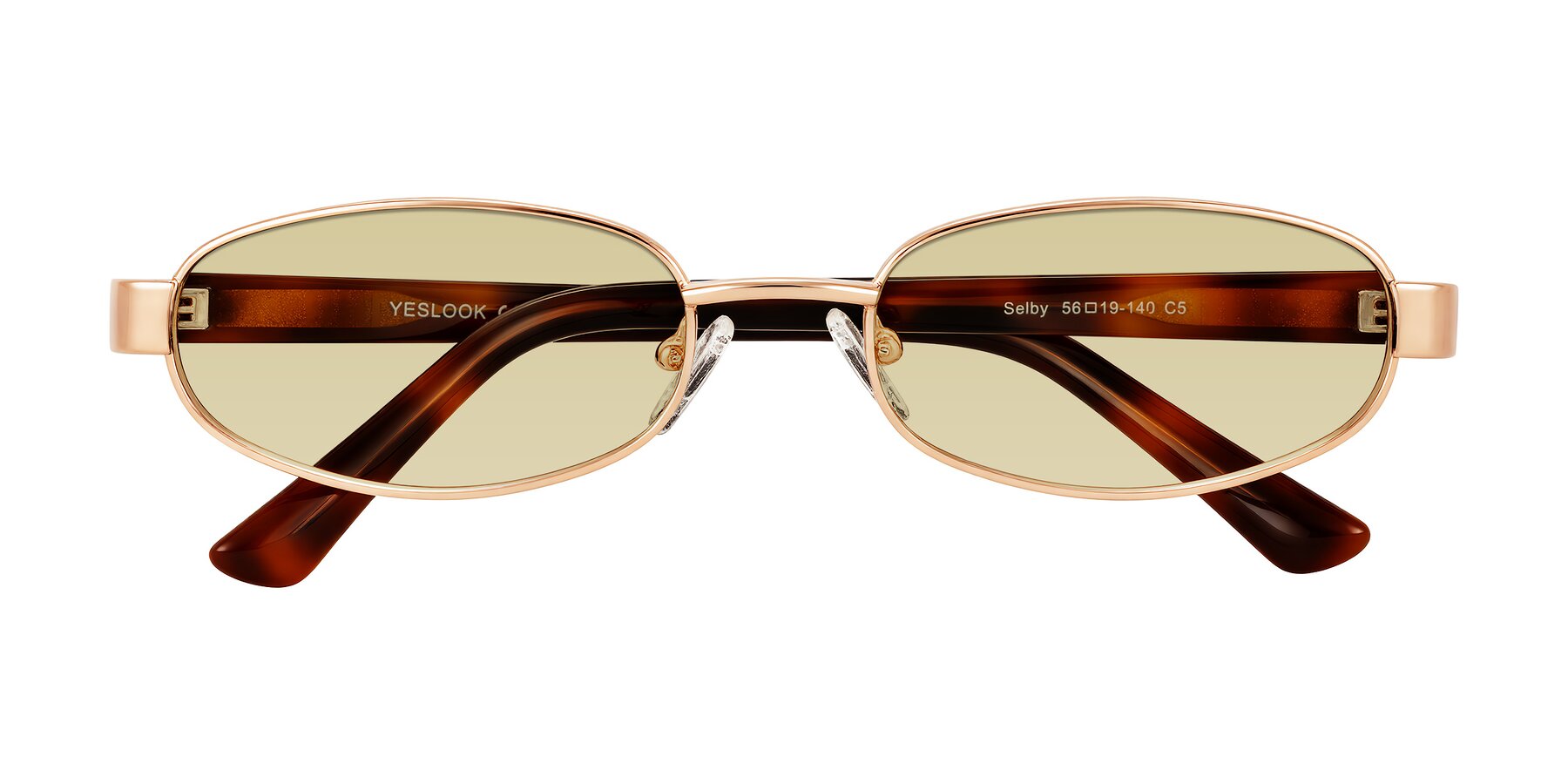 Folded Front of Selby in Rose Gold with Light Champagne Tinted Lenses