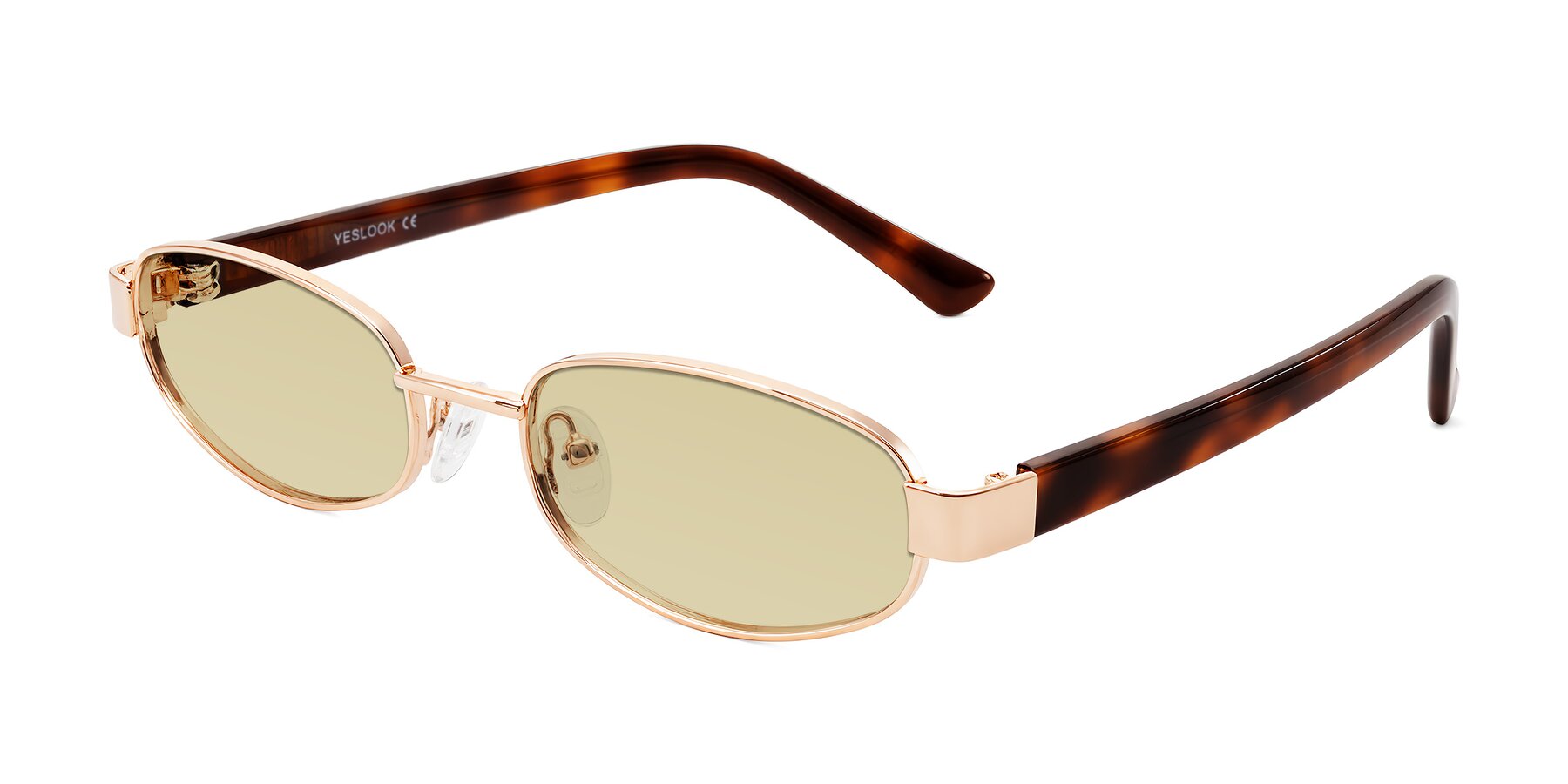 Angle of Selby in Rose Gold with Light Champagne Tinted Lenses