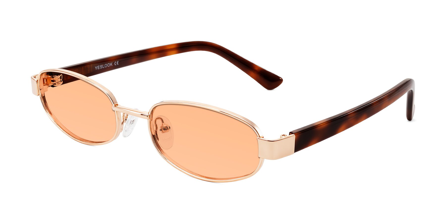 Angle of Selby in Rose Gold with Light Orange Tinted Lenses