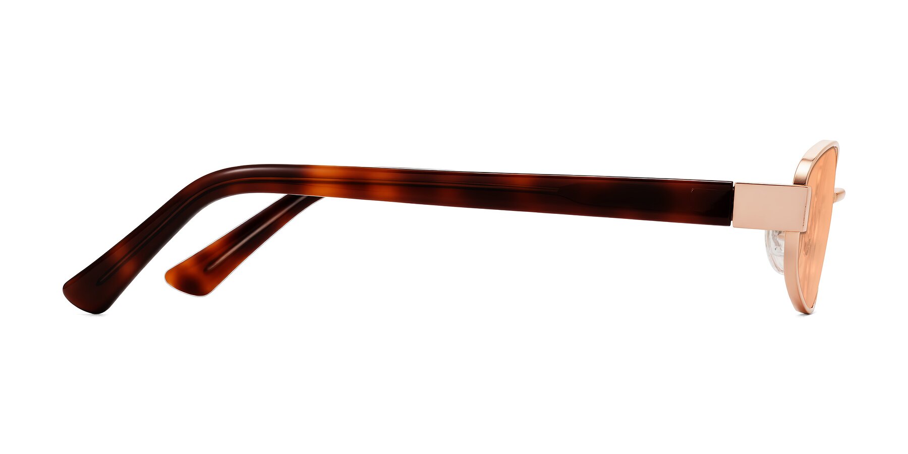 Side of Selby in Rose Gold with Light Orange Tinted Lenses