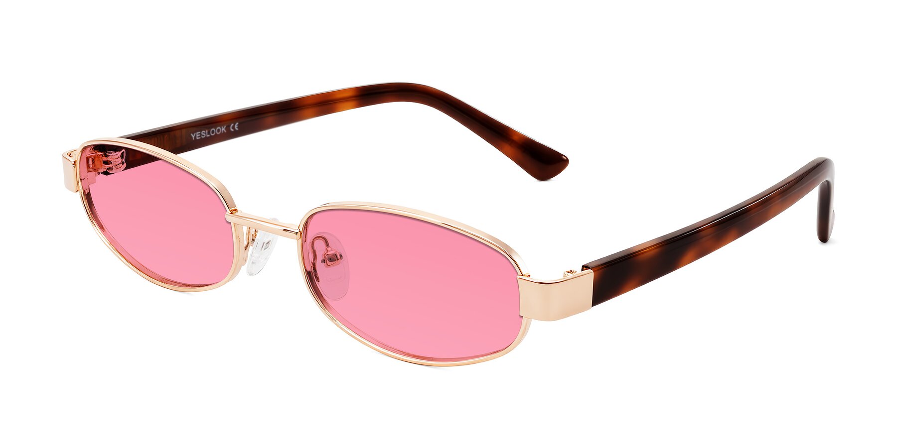 Angle of Selby in Rose Gold with Pink Tinted Lenses