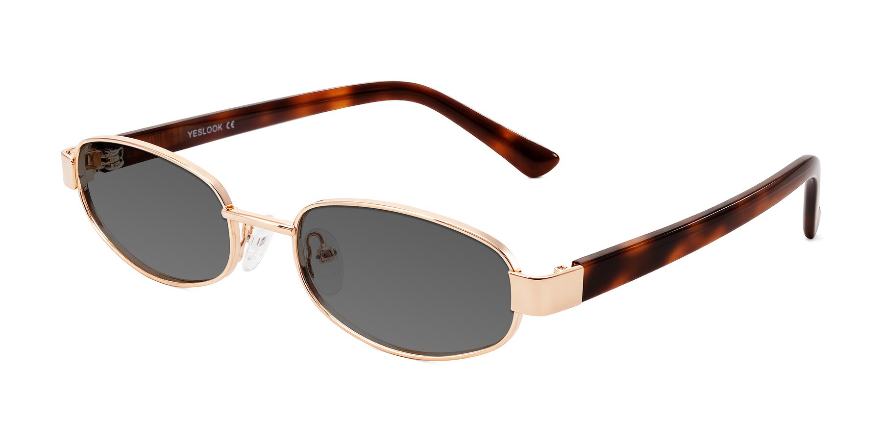 Angle of Selby in Rose Gold with Medium Gray Tinted Lenses