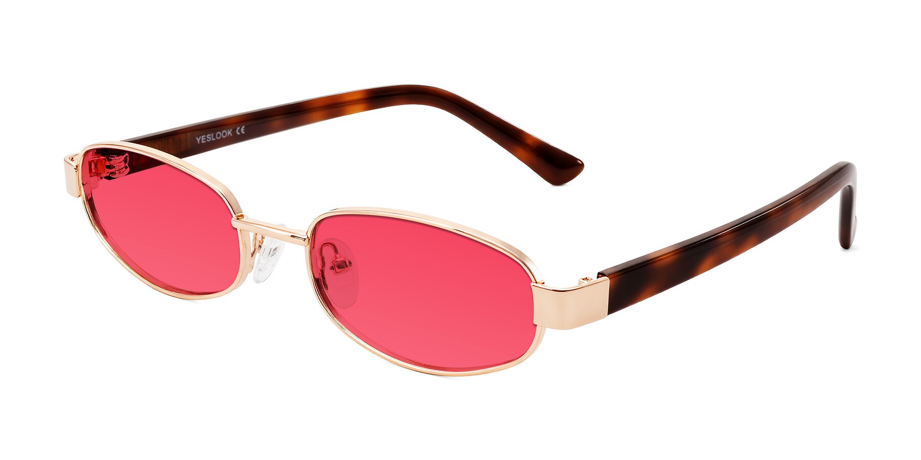 Angle of Selby in Rose Gold with Red Tinted Lenses