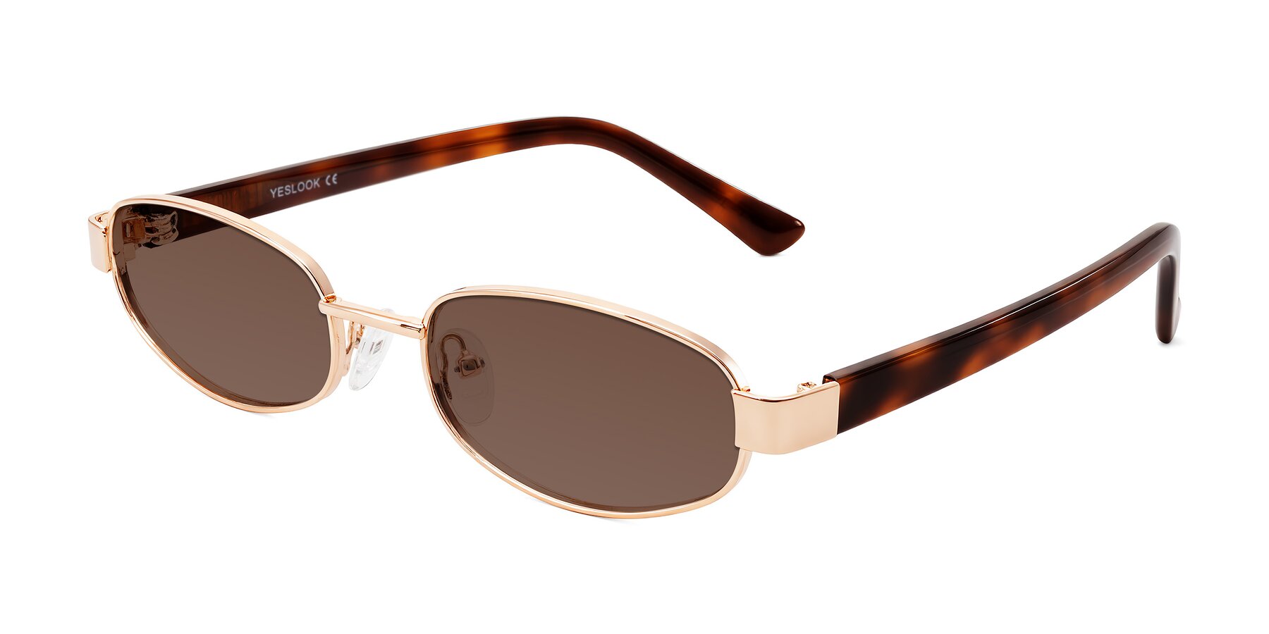 Angle of Selby in Rose Gold with Brown Tinted Lenses