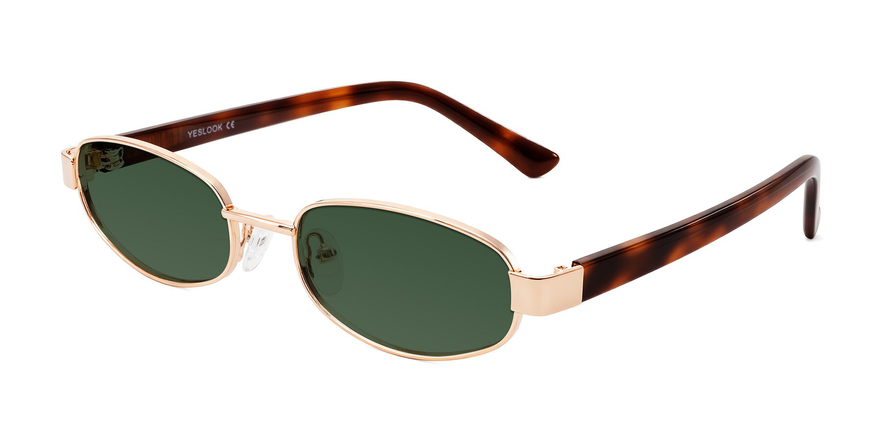Angle of Selby in Rose Gold with Green Tinted Lenses