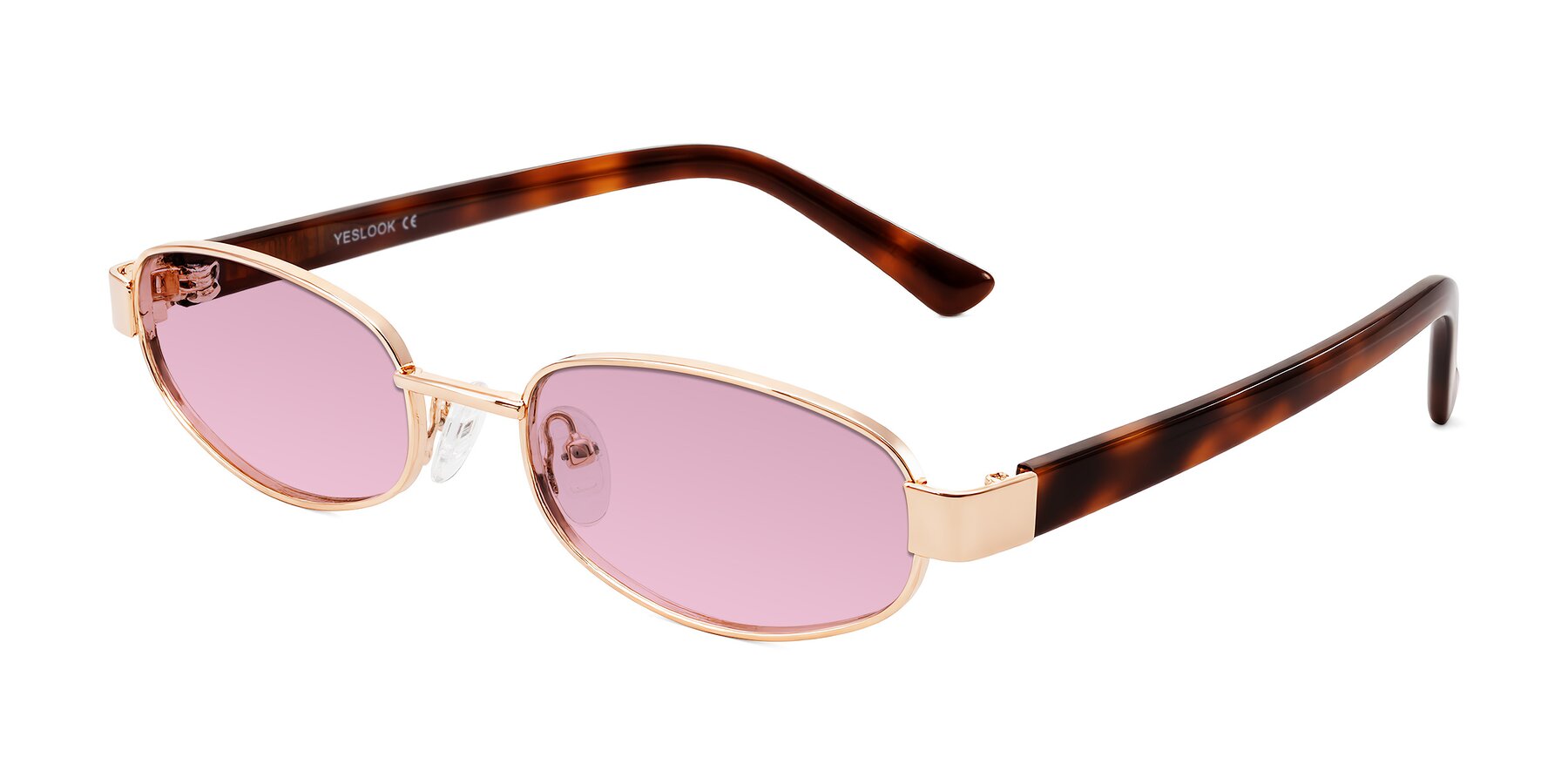 Angle of Selby in Rose Gold with Light Wine Tinted Lenses
