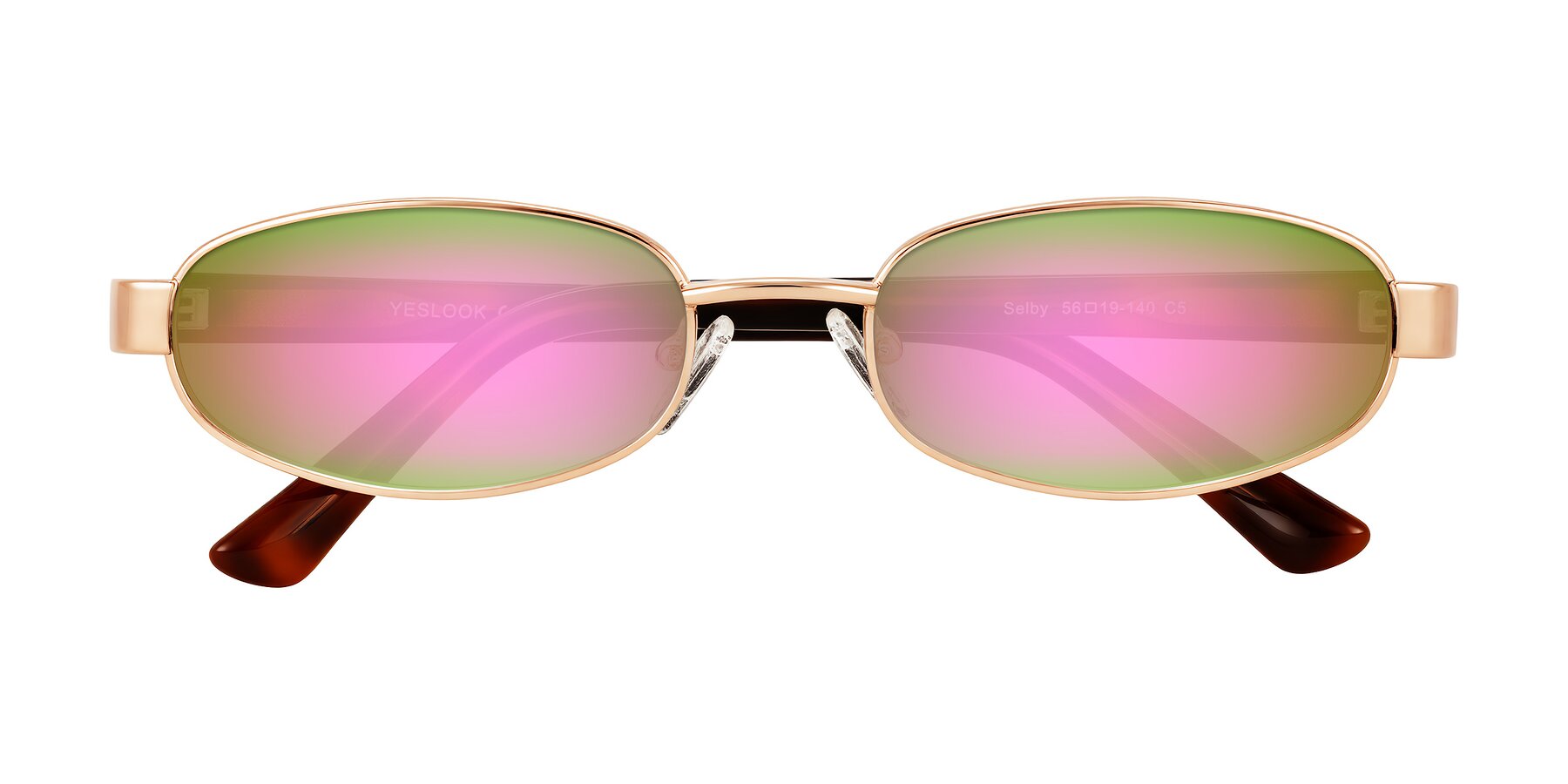 Folded Front of Selby in Rose Gold with Pink Mirrored Lenses