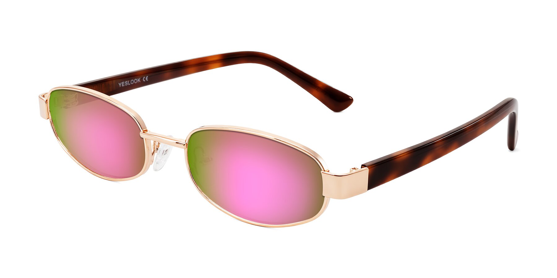Angle of Selby in Rose Gold with Pink Mirrored Lenses