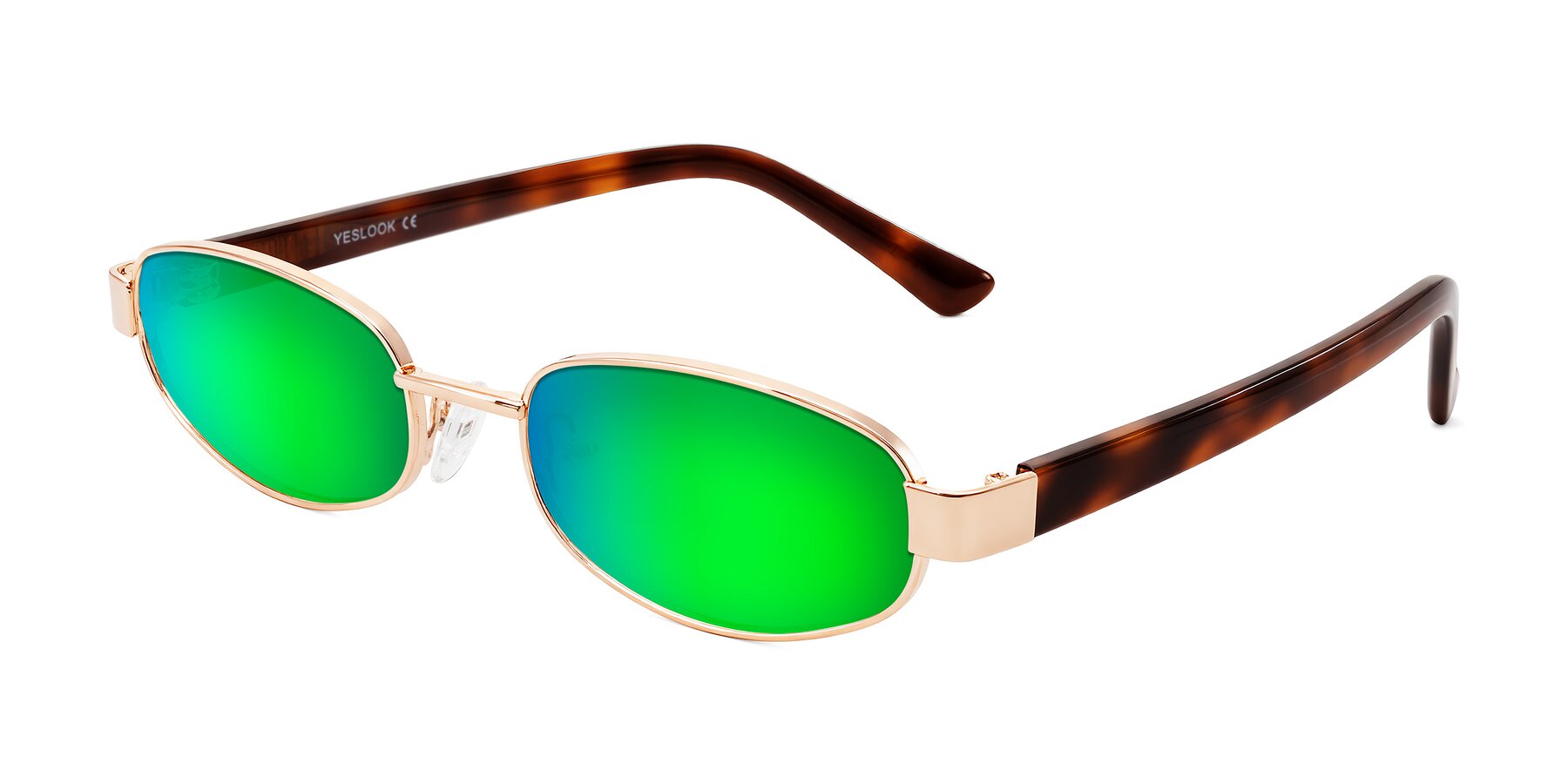 Angle of Selby in Rose Gold with Green Mirrored Lenses