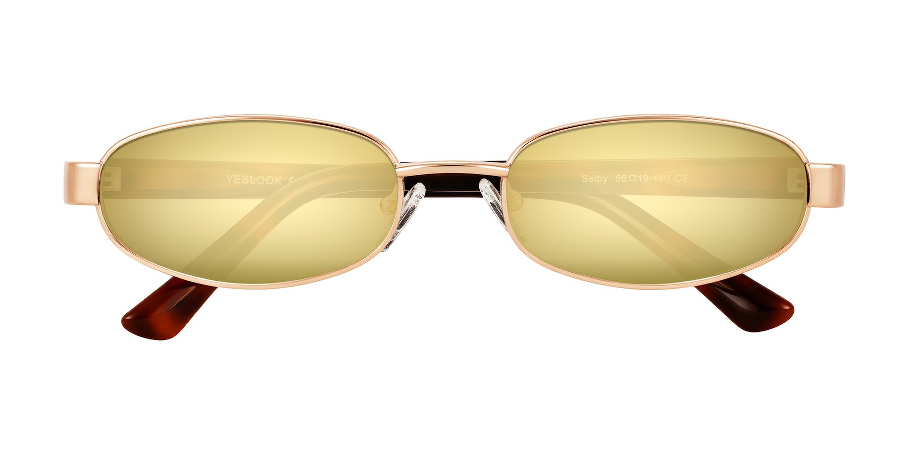 Folded Front of Selby in Rose Gold with Gold Mirrored Lenses
