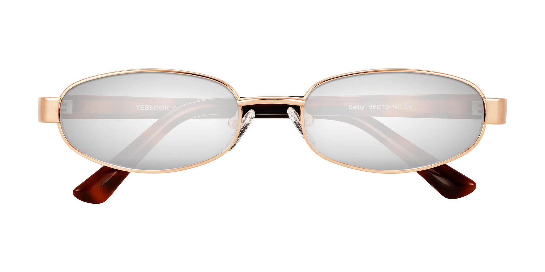 Folded Front of Selby in Rose Gold with Silver Mirrored Lenses