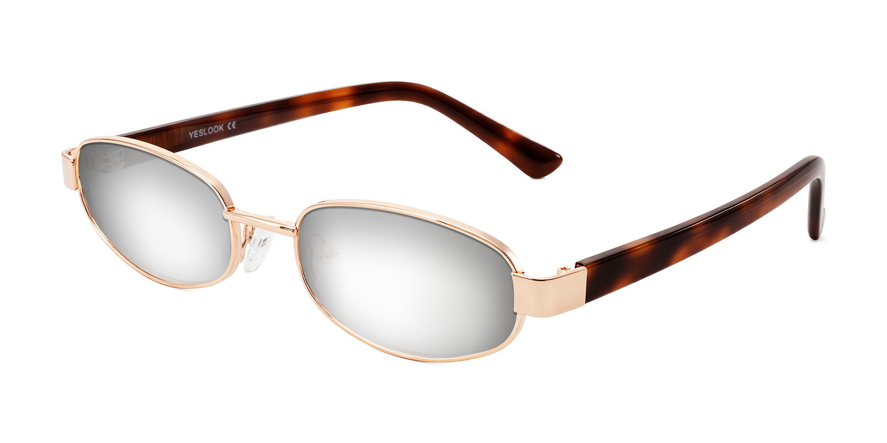 Angle of Selby in Rose Gold with Silver Mirrored Lenses
