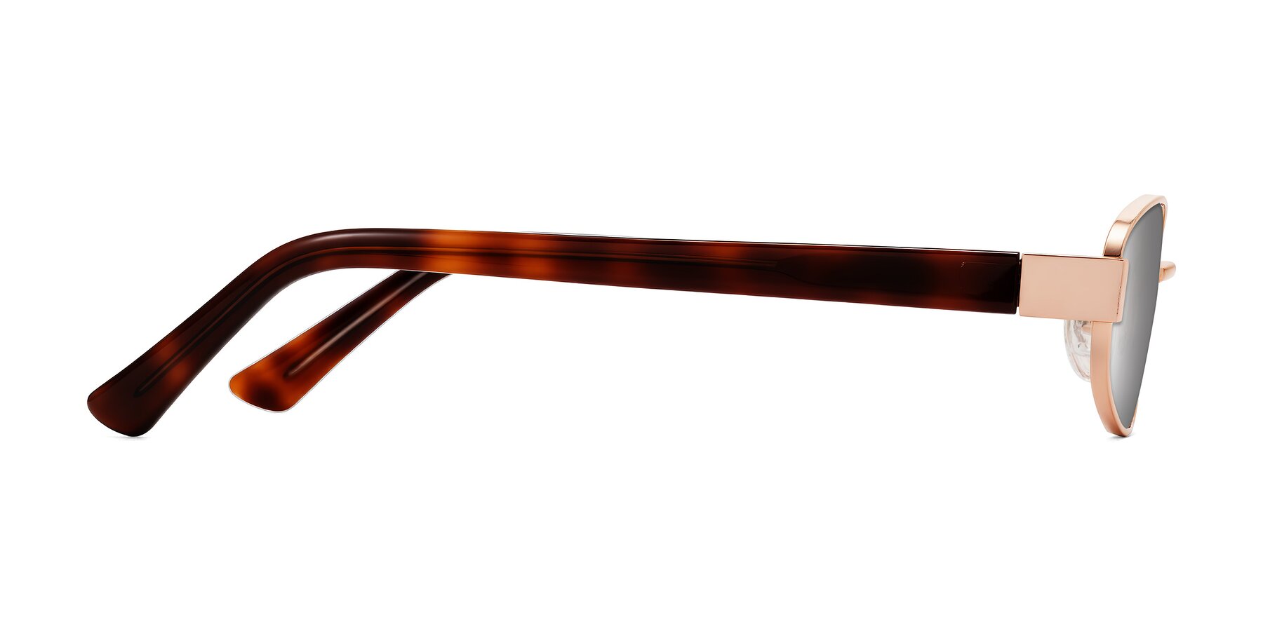 Side of Selby in Rose Gold with Silver Mirrored Lenses