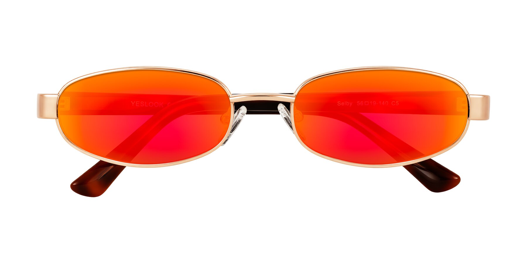 Folded Front of Selby in Rose Gold with Red Gold Mirrored Lenses