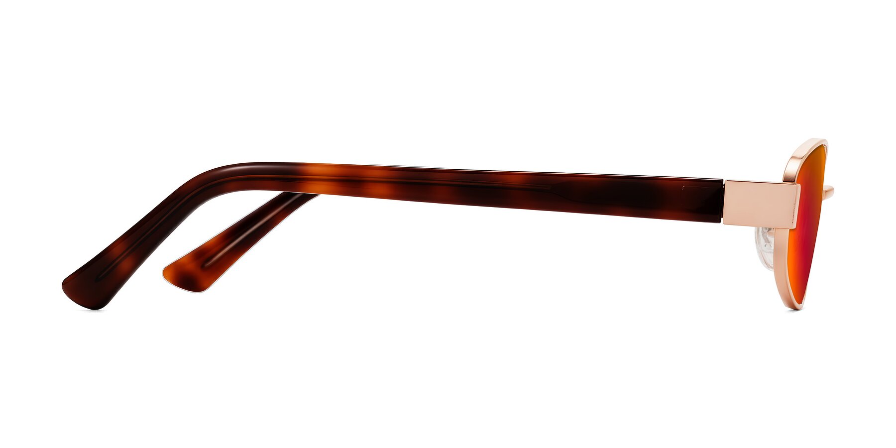 Side of Selby in Rose Gold with Red Gold Mirrored Lenses