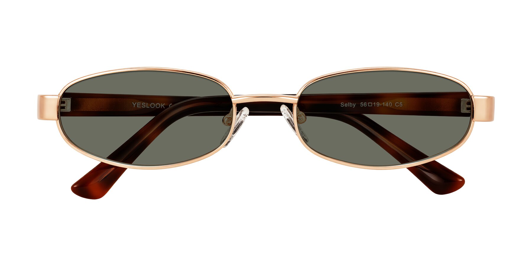 Folded Front of Selby in Rose Gold with Gray Polarized Lenses