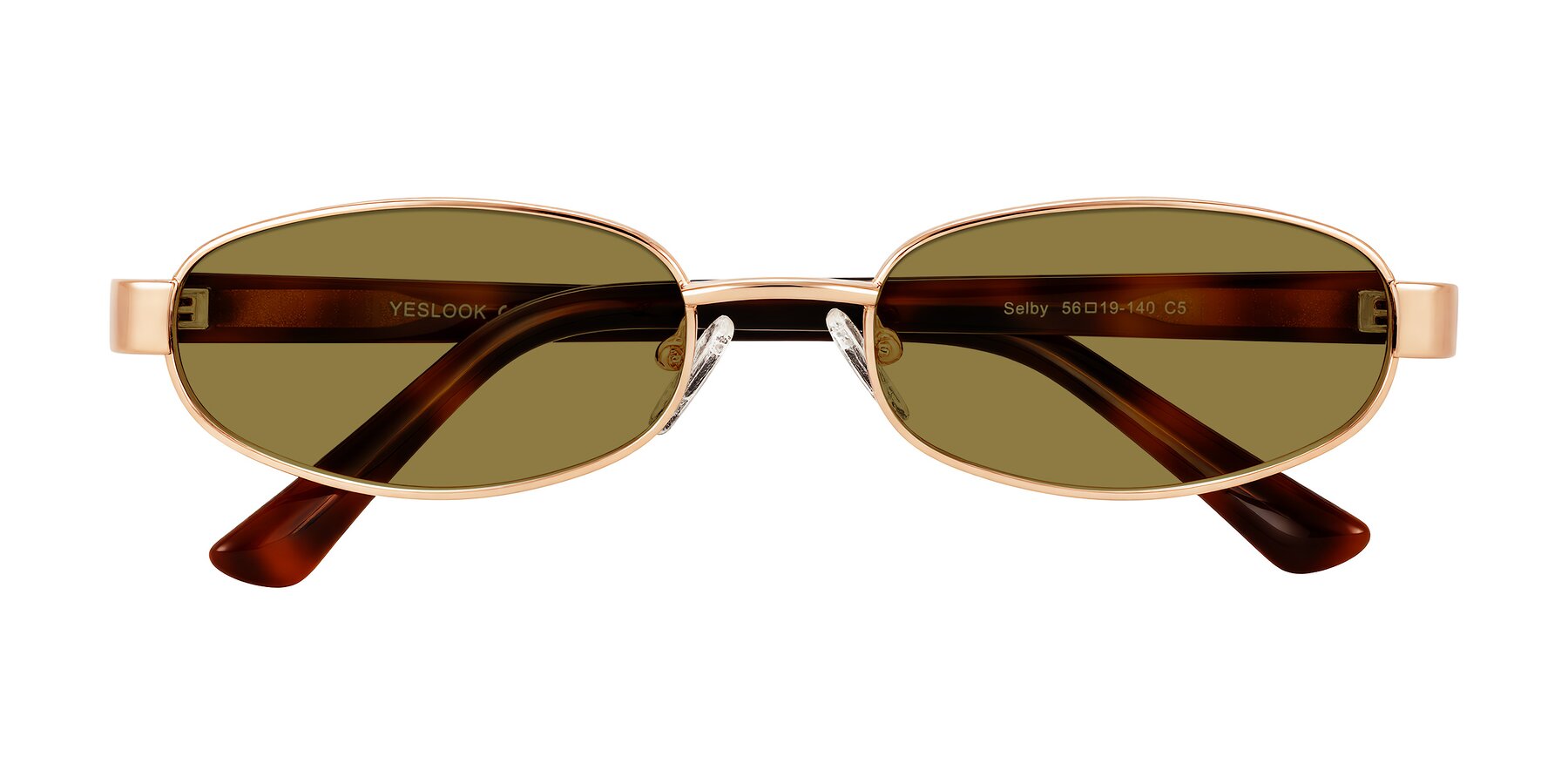 Folded Front of Selby in Rose Gold with Brown Polarized Lenses