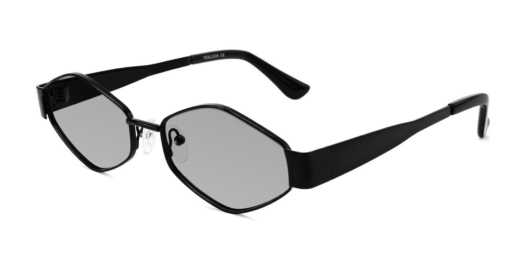 Angle of Midney in Black with Light Gray Tinted Lenses