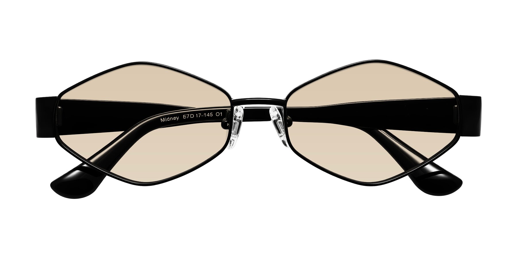 Folded Front of Midney in Black with Light Brown Tinted Lenses