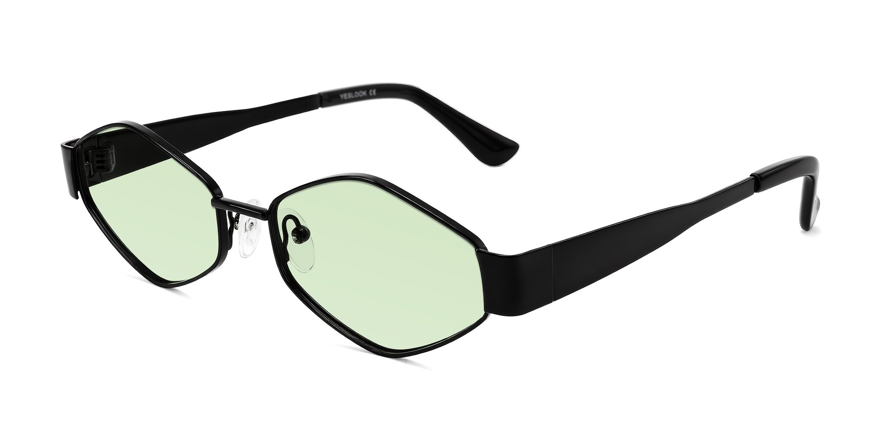 Angle of Midney in Black with Light Green Tinted Lenses