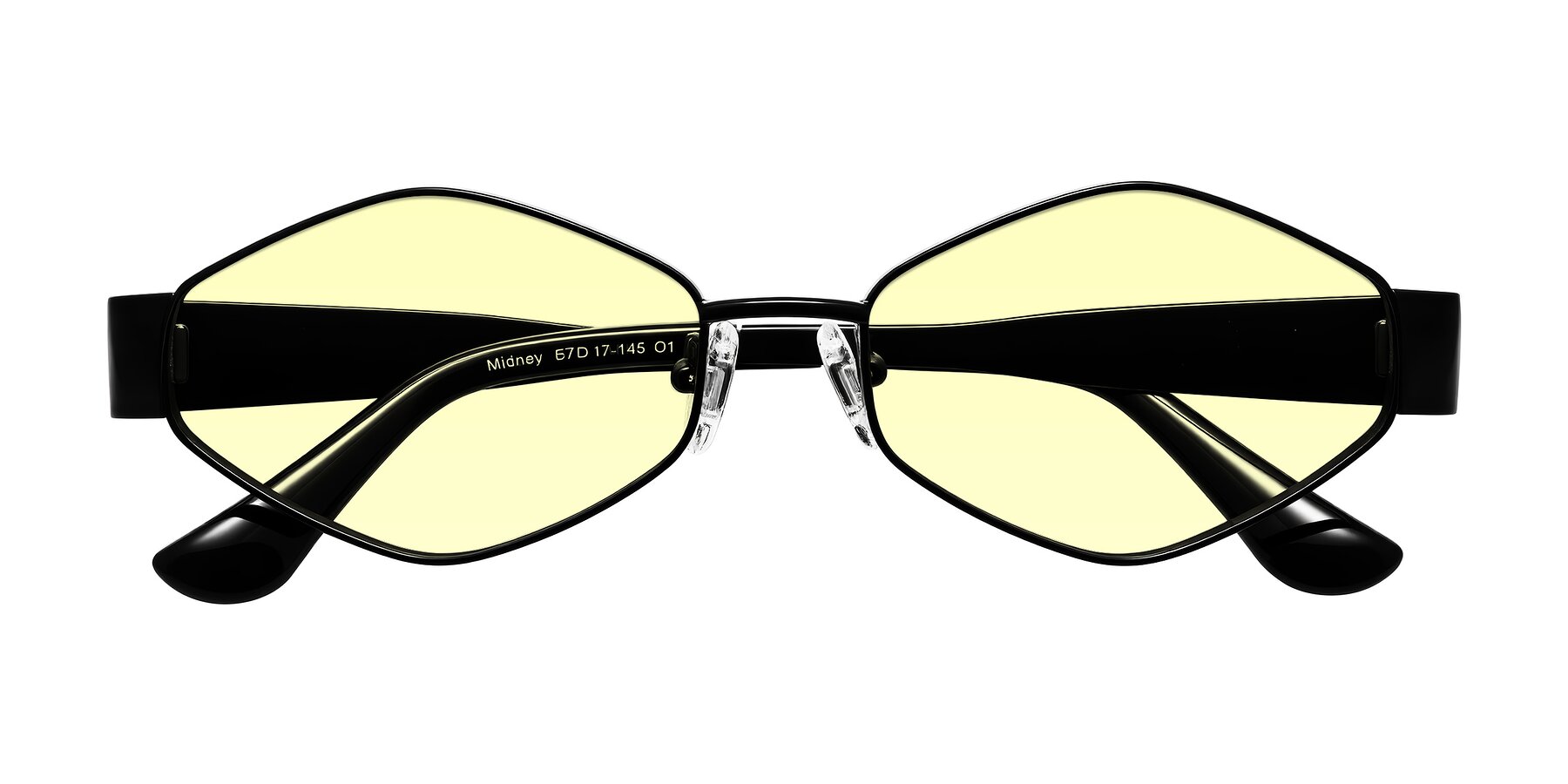 Folded Front of Midney in Black with Light Yellow Tinted Lenses