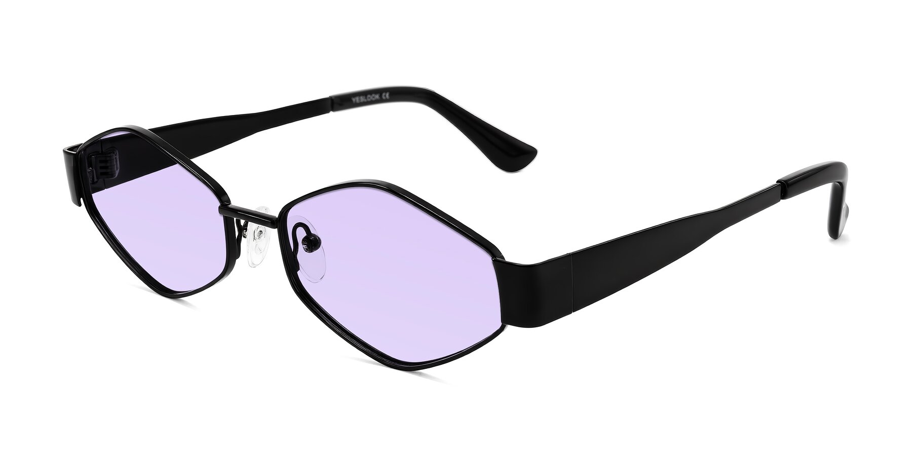 Angle of Midney in Black with Light Purple Tinted Lenses
