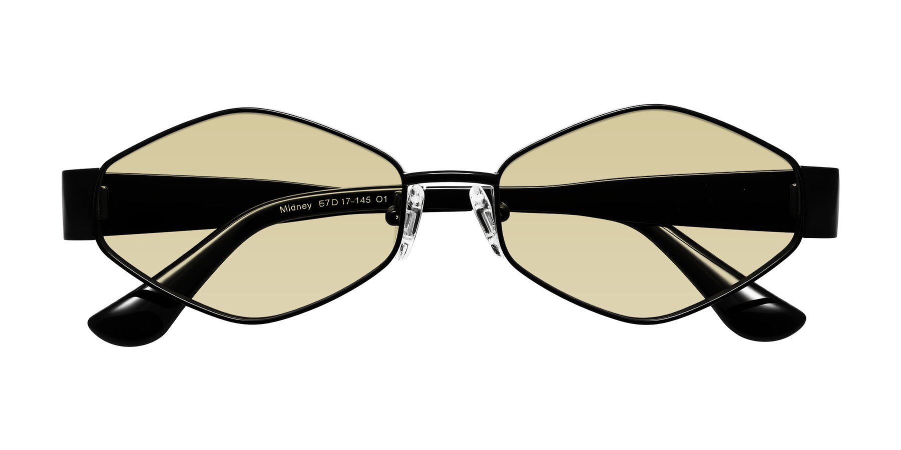 Folded Front of Midney in Black with Light Champagne Tinted Lenses