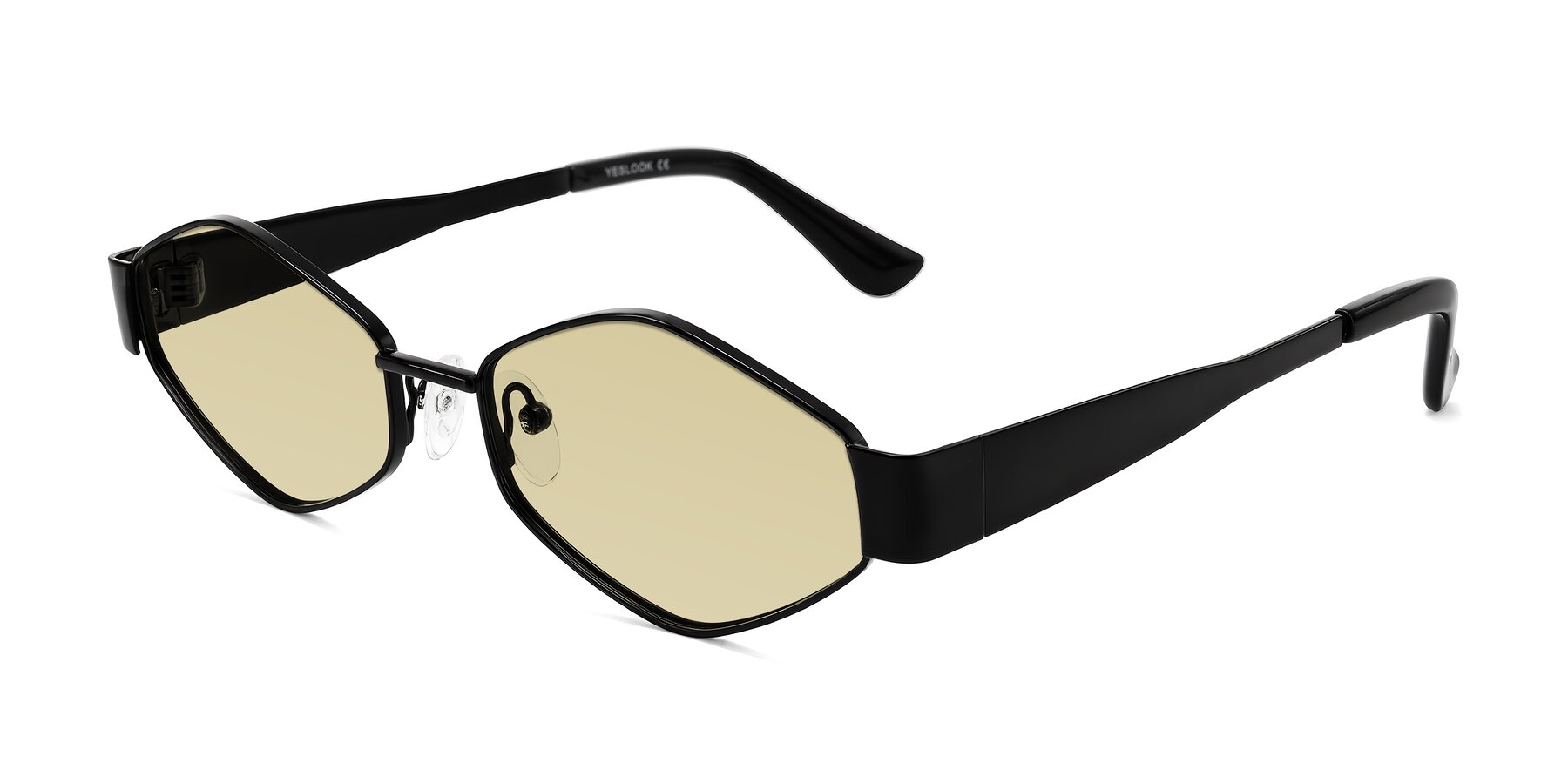 Angle of Midney in Black with Light Champagne Tinted Lenses