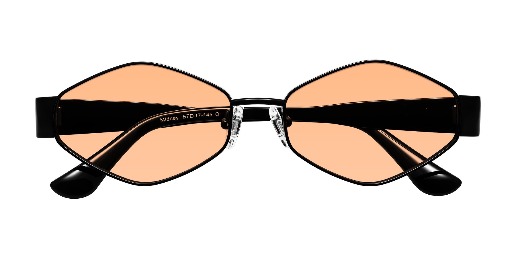 Folded Front of Midney in Black with Light Orange Tinted Lenses