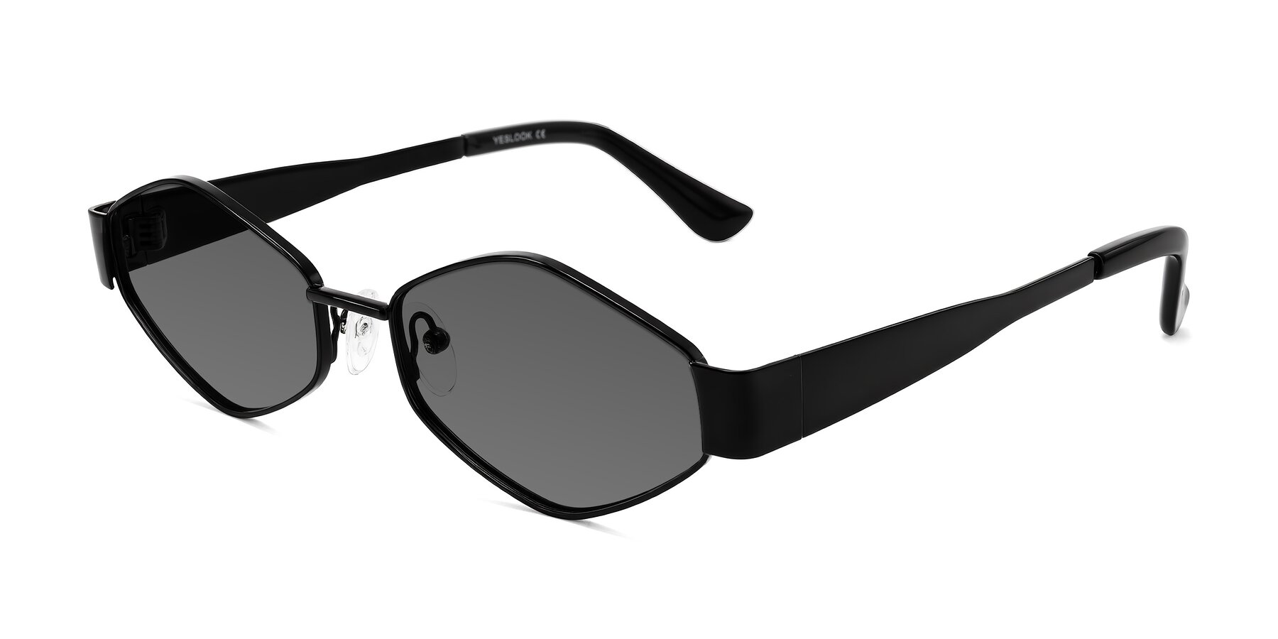 Angle of Midney in Black with Medium Gray Tinted Lenses