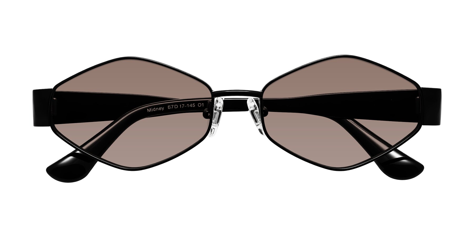 Folded Front of Midney in Black with Medium Brown Tinted Lenses